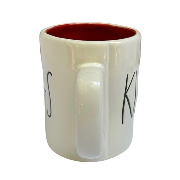 Rae Dunn HUGS KISSES Mug Two Sided White Red Interior NWT 2017 OG - Picture 7 of 15